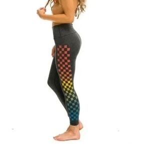 Aviator Nation Rainbow 🌈 Checkered Leggings
